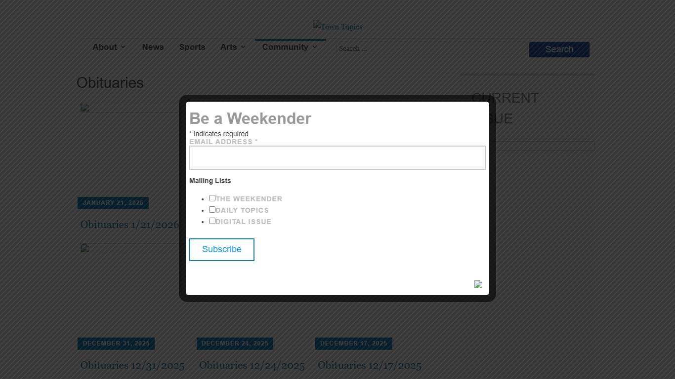 Obituaries – Town Topics